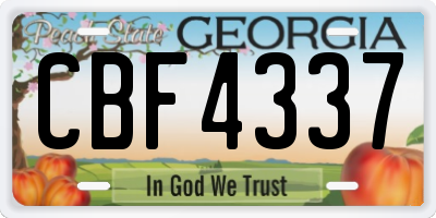 GA license plate CBF4337