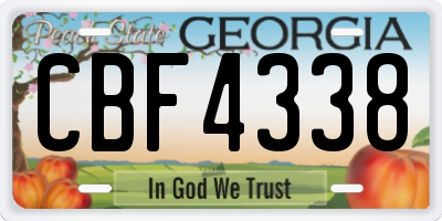 GA license plate CBF4338