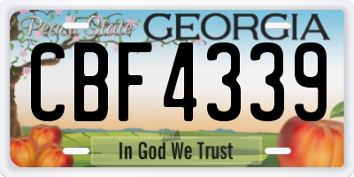 GA license plate CBF4339