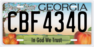 GA license plate CBF4340