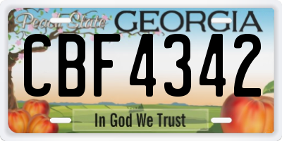 GA license plate CBF4342