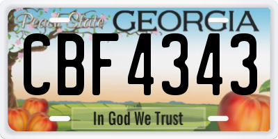 GA license plate CBF4343
