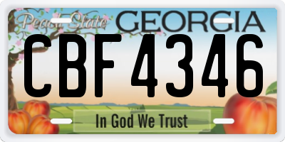 GA license plate CBF4346