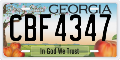 GA license plate CBF4347