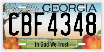 GA license plate CBF4348