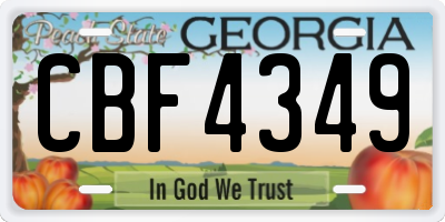 GA license plate CBF4349