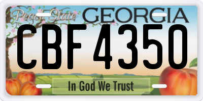 GA license plate CBF4350