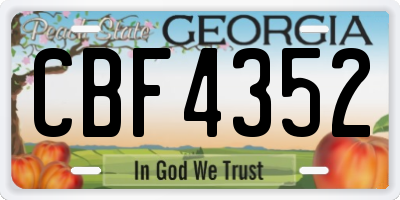 GA license plate CBF4352