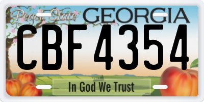 GA license plate CBF4354