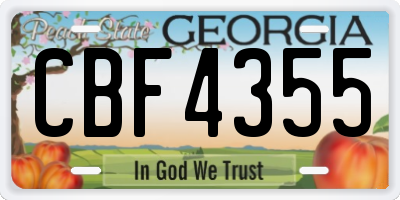 GA license plate CBF4355