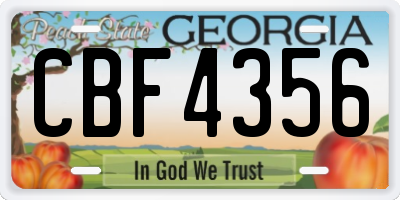 GA license plate CBF4356