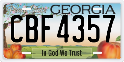 GA license plate CBF4357
