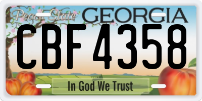GA license plate CBF4358