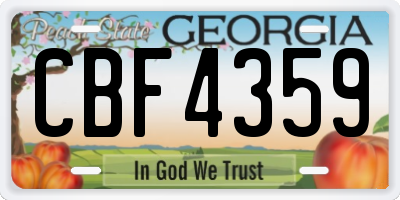 GA license plate CBF4359