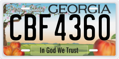 GA license plate CBF4360