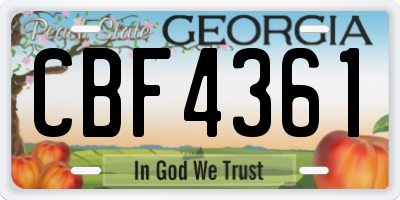 GA license plate CBF4361