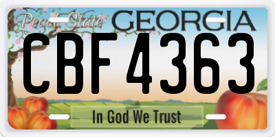 GA license plate CBF4363