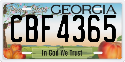 GA license plate CBF4365