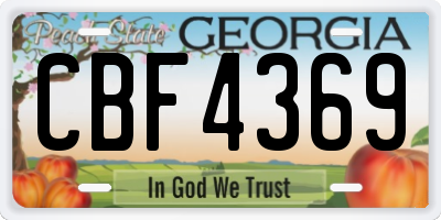 GA license plate CBF4369