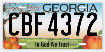 GA license plate CBF4372