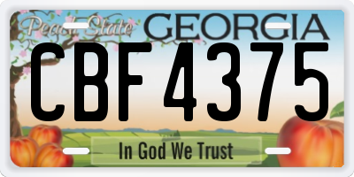 GA license plate CBF4375