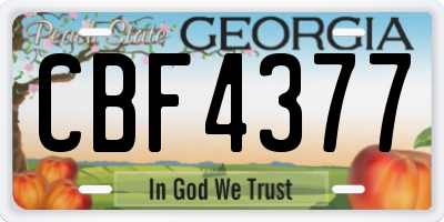 GA license plate CBF4377