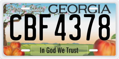 GA license plate CBF4378