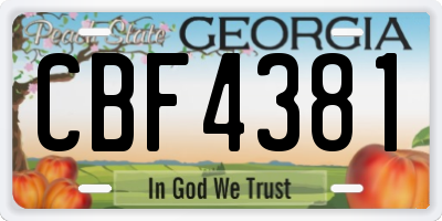 GA license plate CBF4381