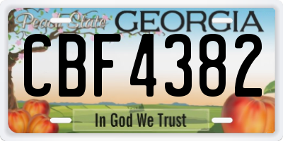 GA license plate CBF4382