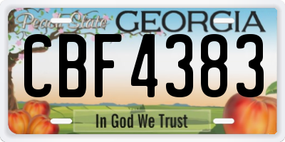 GA license plate CBF4383