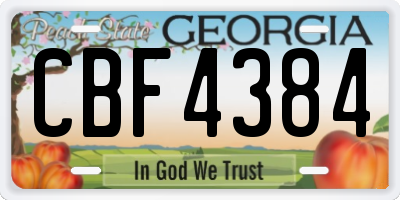 GA license plate CBF4384