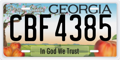 GA license plate CBF4385
