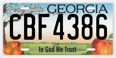 GA license plate CBF4386