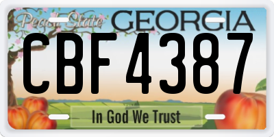 GA license plate CBF4387
