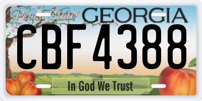 GA license plate CBF4388