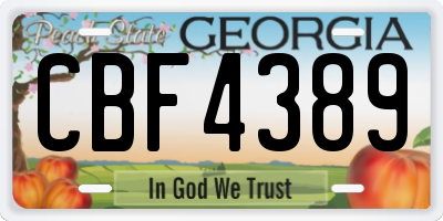 GA license plate CBF4389