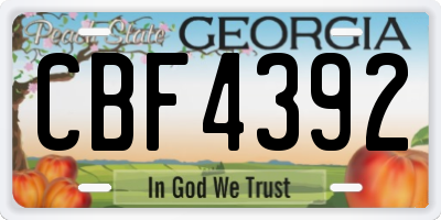 GA license plate CBF4392