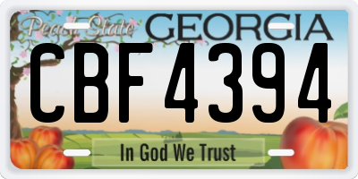 GA license plate CBF4394