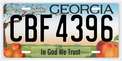 GA license plate CBF4396