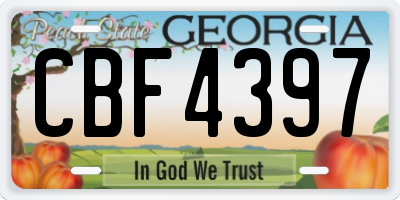GA license plate CBF4397