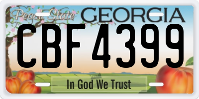GA license plate CBF4399
