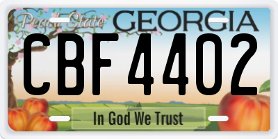 GA license plate CBF4402