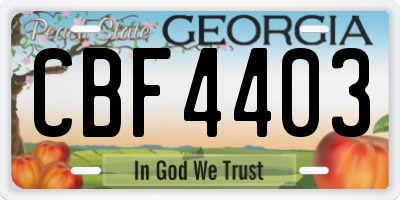 GA license plate CBF4403