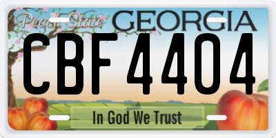 GA license plate CBF4404