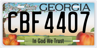 GA license plate CBF4407