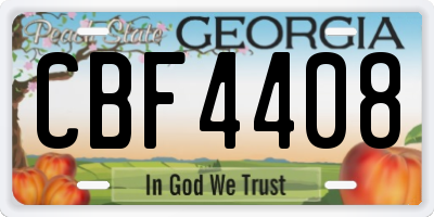 GA license plate CBF4408