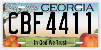GA license plate CBF4411