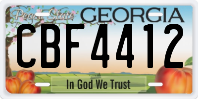 GA license plate CBF4412