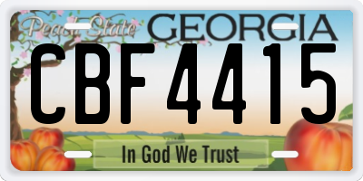 GA license plate CBF4415