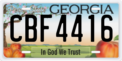 GA license plate CBF4416